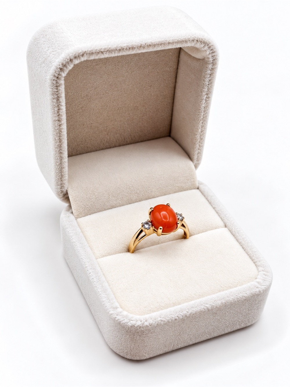 Vintage 10K Yellow Gold Red Orange Cabochon Ring Size 5.75 1.72g